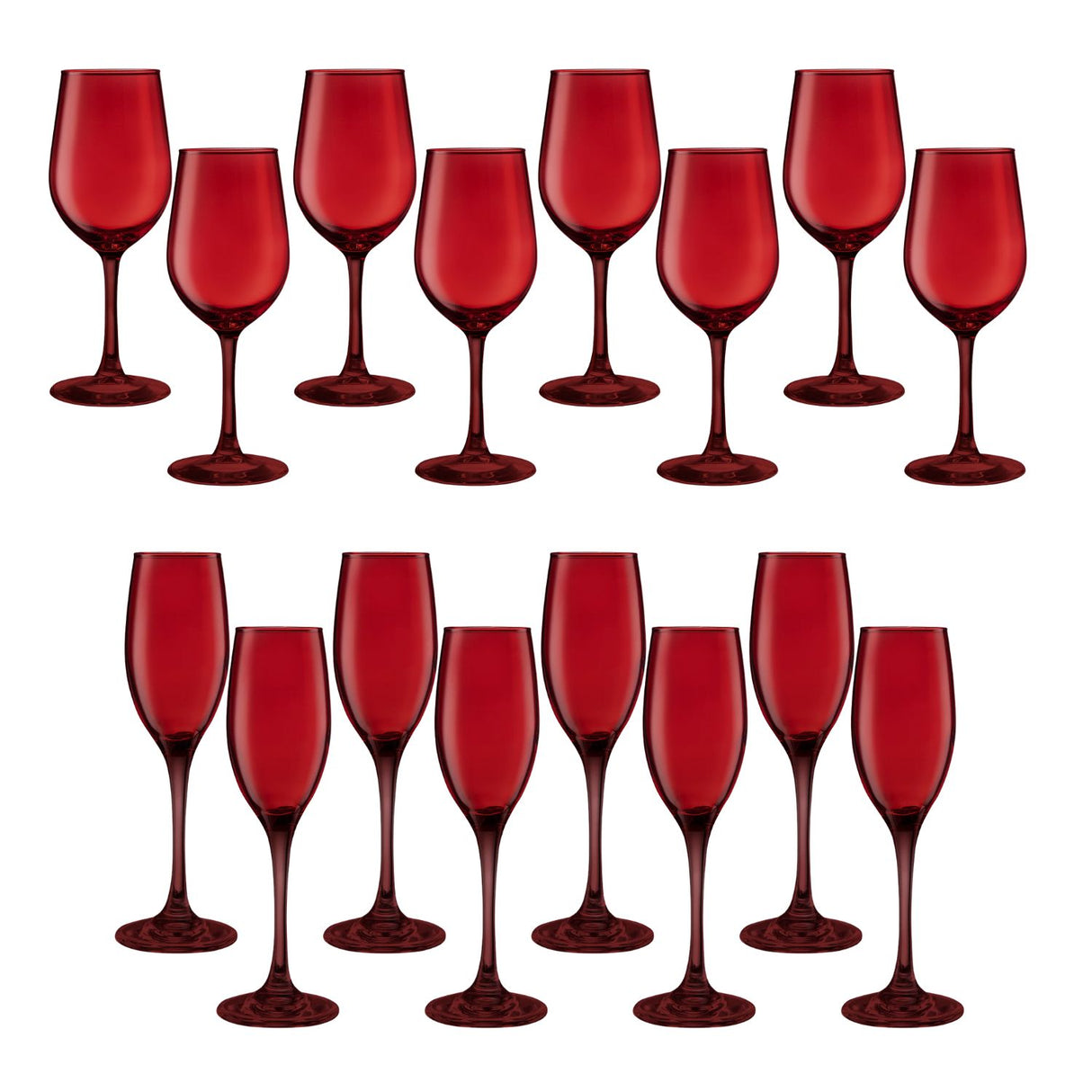 Set 16 Copas Rouge Full Color Rojo Allegra Celebracion