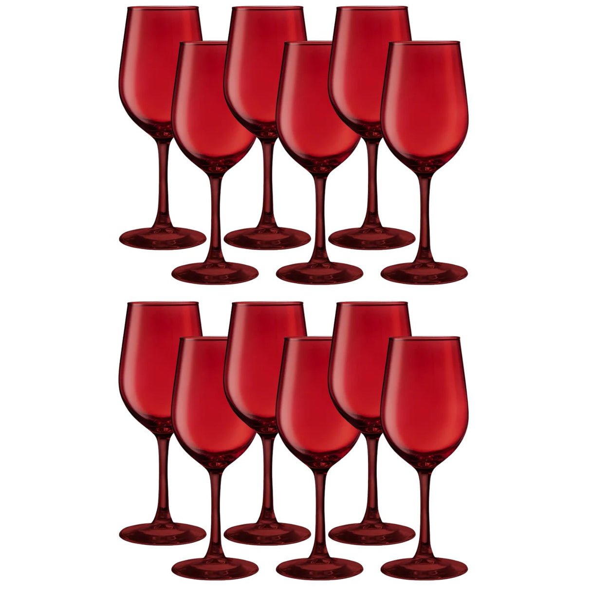 Set 12 Copas Vino Full Color Rojo Allegra 330mL Vidrio | Disparo.cl