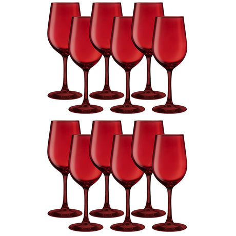 Set 12 Copas Vino Full Color Rojo Allegra 330mL Vidrio | Disparo.cl