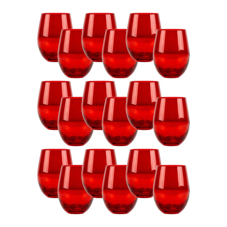 Set 18 Vasos Vidrio Bajos Full Color Rojo 480mL Allegra | Disparo.cl