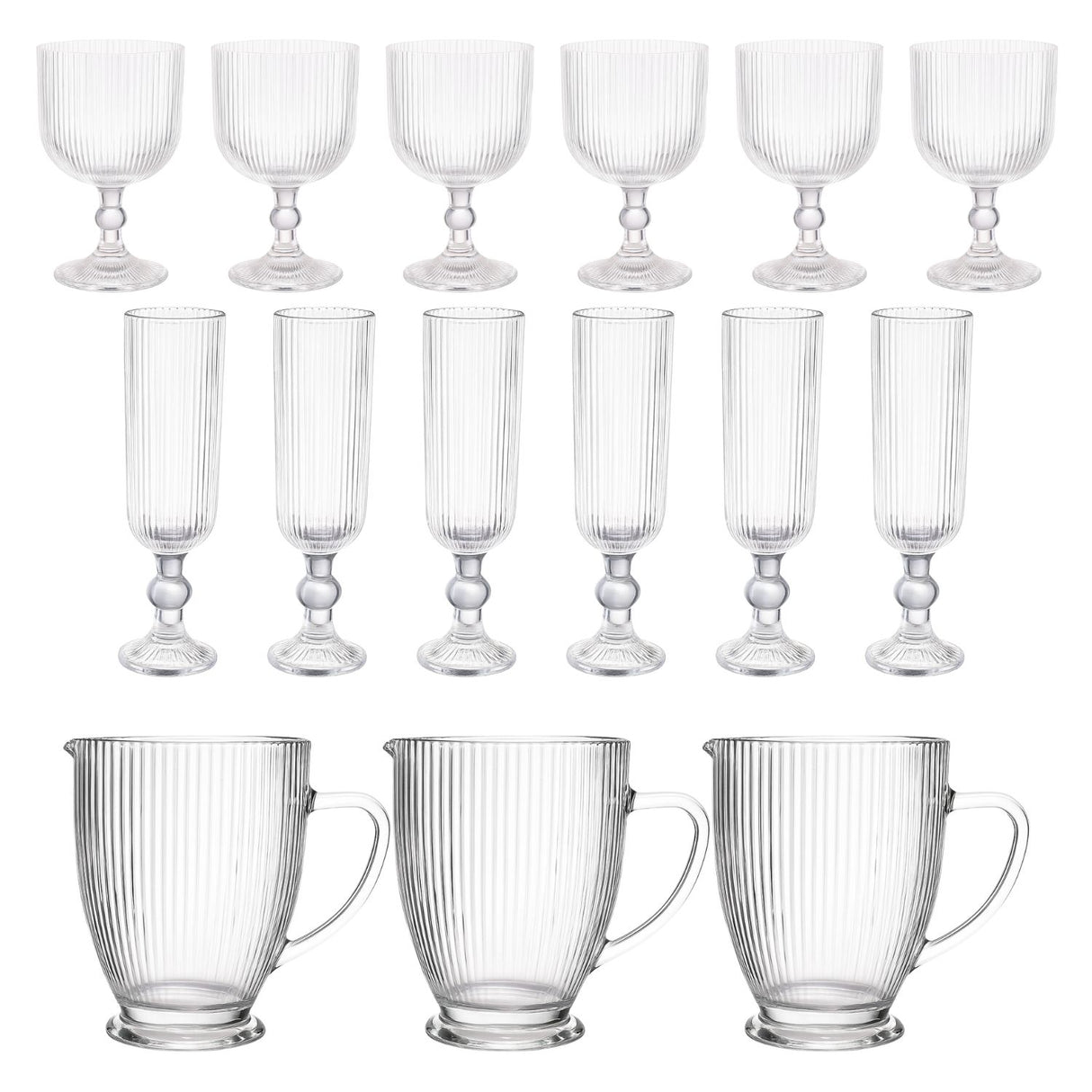 Set 15 Copas Vino Y Jarra Talladas Lisa Allegra De Vidrio | Disparo.cl