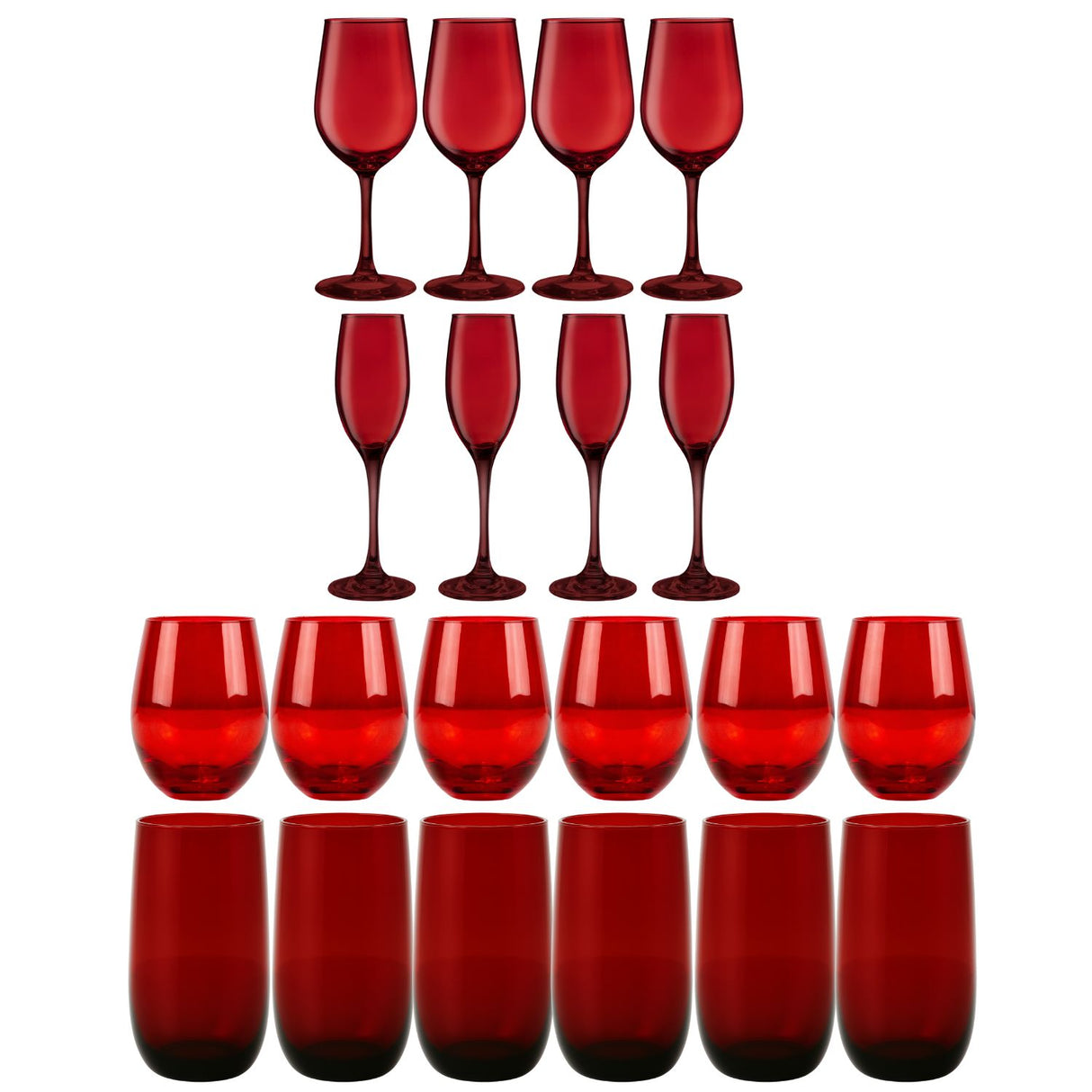 Set 20 Copas Vasos Full Color Rojo Allegra Celebraciones