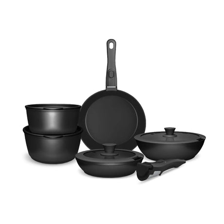 Batería de Cocina 11 Piezas Aluminio Forjado Snap-On Black | Disparo.cl