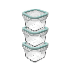Set 3 Contenedores Hermeticos Allegra Vidrio 210mL Cuadrado