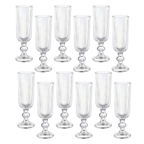 Set 12 Copas Flute Talladas 160mL Lisa Allegra De Vidrio | Disparo.cl