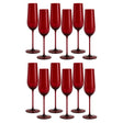 Set 12 Copas Flauta Full Color Rojo Allegra 200mL Vidrio | Disparo.cl