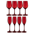 Set 8 Copas Rouge Full Color Rojo Allegra Vidrio Celebracion | Disparo.cl