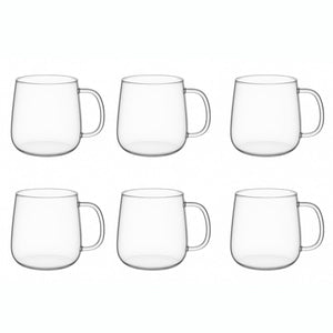 Set 2 Tazas Vidrio Transparente 490mL Diseño Curvo Moderno