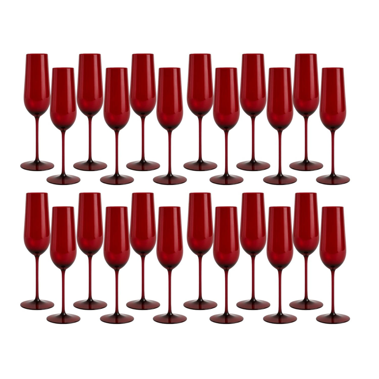 Set 24 Copas Flauta Full Color Rojo Allegra 200mL Vidrio | Disparo.cl