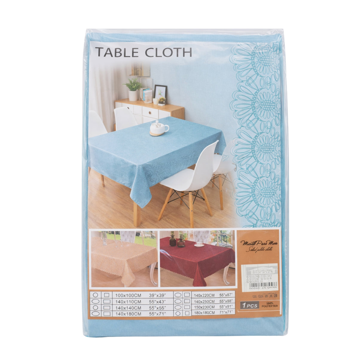 Mantel de Mesa Antimanchas 140x220 cm Celeste Borde Floral