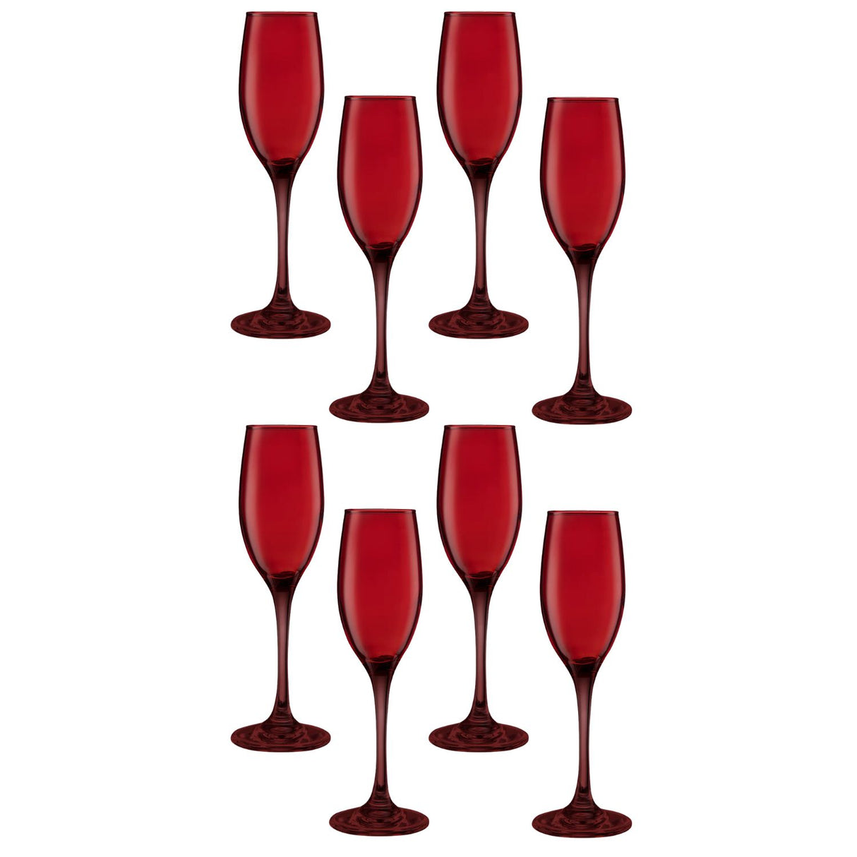 Set 8 Copas Flute Rouge Full Color Rojo 180mL Allegra Vidrio | Disparo.cl