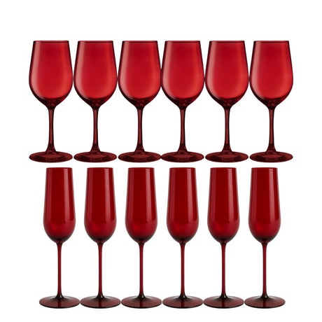 Set 12 Copas Full Color Rojo Allegra Vidrio Celebraciones | Disparo.cl