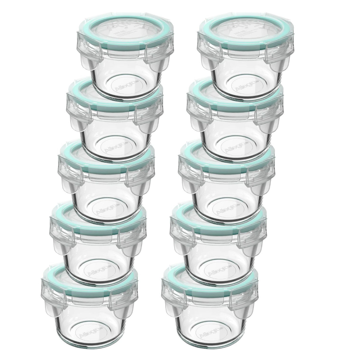 Set 10 Contenedores Hermetico Allegra Vidrio 165mL Redondo