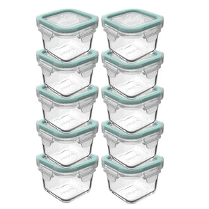 Set 10 Contenedores Hermetico Allegra Vidrio 210mL Cuadrado