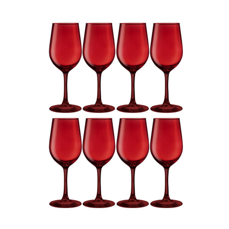 Set 8 Copas Vino Rouge Full Color Rojo 315mL Allegra Vidrio | Disparo.cl
