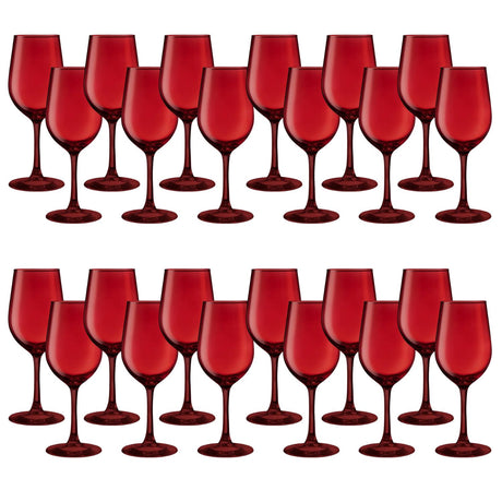 Set 24 Copas Vino Full Color Rojo 475mL Allegra De Vidrio | Disparo.cl