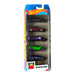 Set 5 Autos Basicos Hot Wheels Motor Show Vehículo Mattel