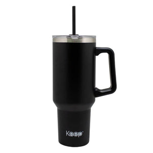 Vaso Mug Térmico Keep 1.1L Metálico Negro Con Bombilla
