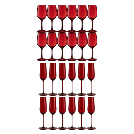 Set 24 Copas Full Color Rojo Menaje Allegra Celebraciones | Disparo.cl