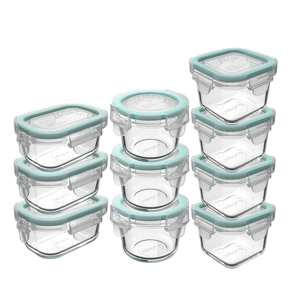 Set 10 Contenedores Hermeticos Allegra Recipiente De Vidrio