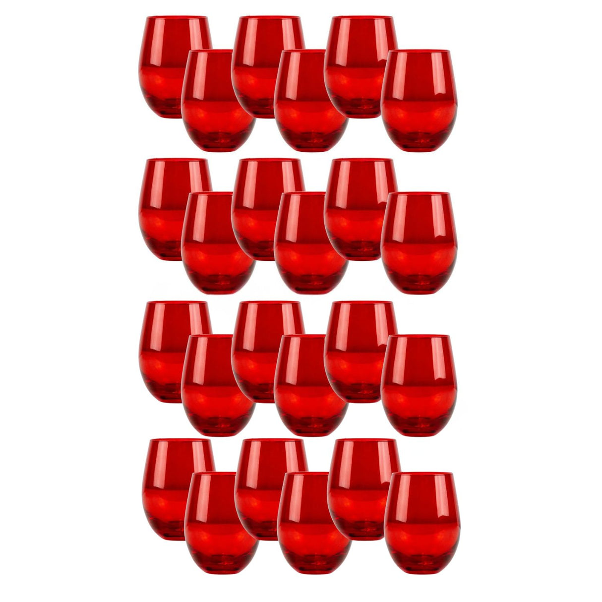 Set 24 Vasos Vidrio Bajos Full Color Rojo 480mL Allegra | Disparo.cl