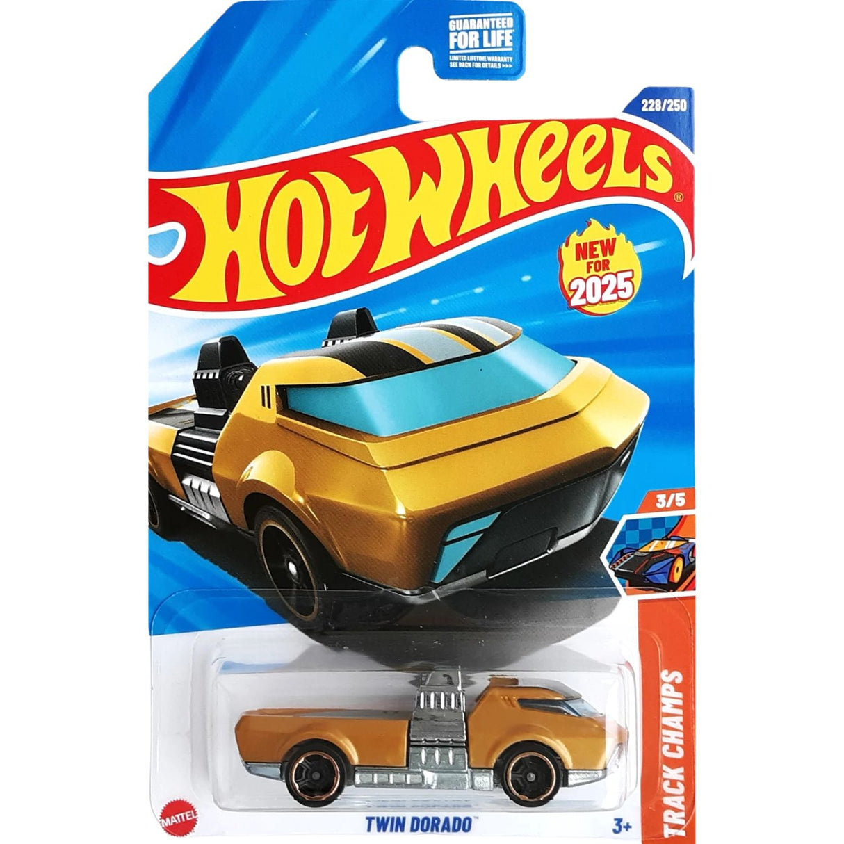 Auto Hot Wheels Regular Twin Dorado Juguete Mattel 228/250