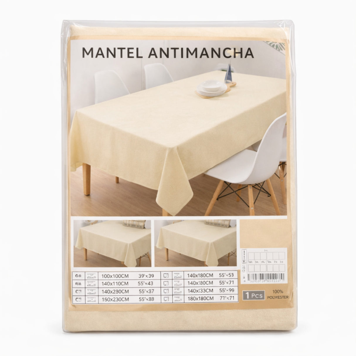 Mantel de Mesa Antimanchas 140x220 cm Rectangular Beige Claro | Disparo.cl