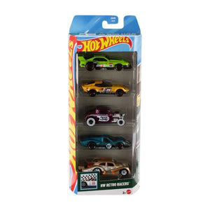 Set 5 Autos Basicos Hot Wheels Retro Racers Vehiculo Mattel