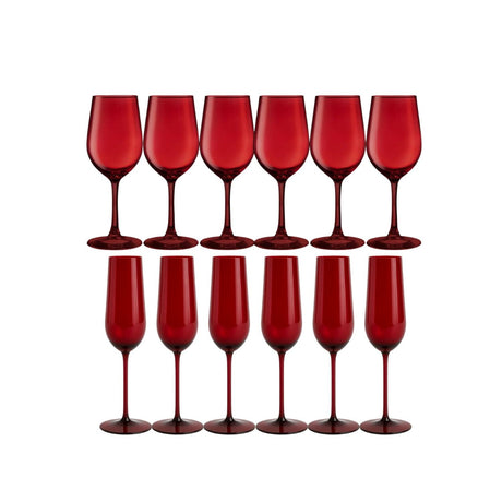 Set 12 Copas Full Color Rojo Menaje Allegra Celebraciones | Disparo.cl