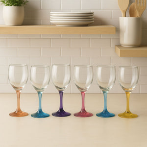 Display 6 Copas Vino Versalles Pie Color 300cc Multicolor