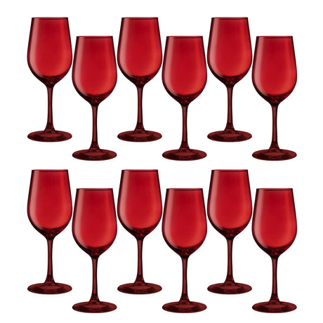 Set 12 Copas Vino Full Color Rojo 475mL Allegra De Vidrio | Disparo.cl