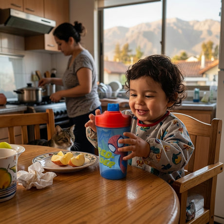 Vaso Botella Infantil Spidey Marvel Doble Tapa Libre de BPA