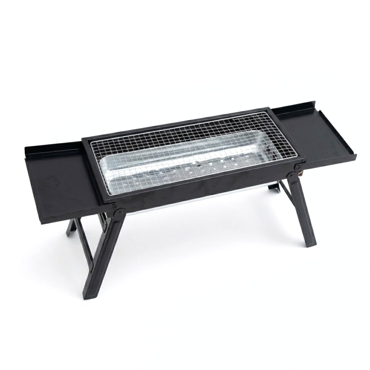Parrilla Plegable Carbón 89cm Bandejas Latera