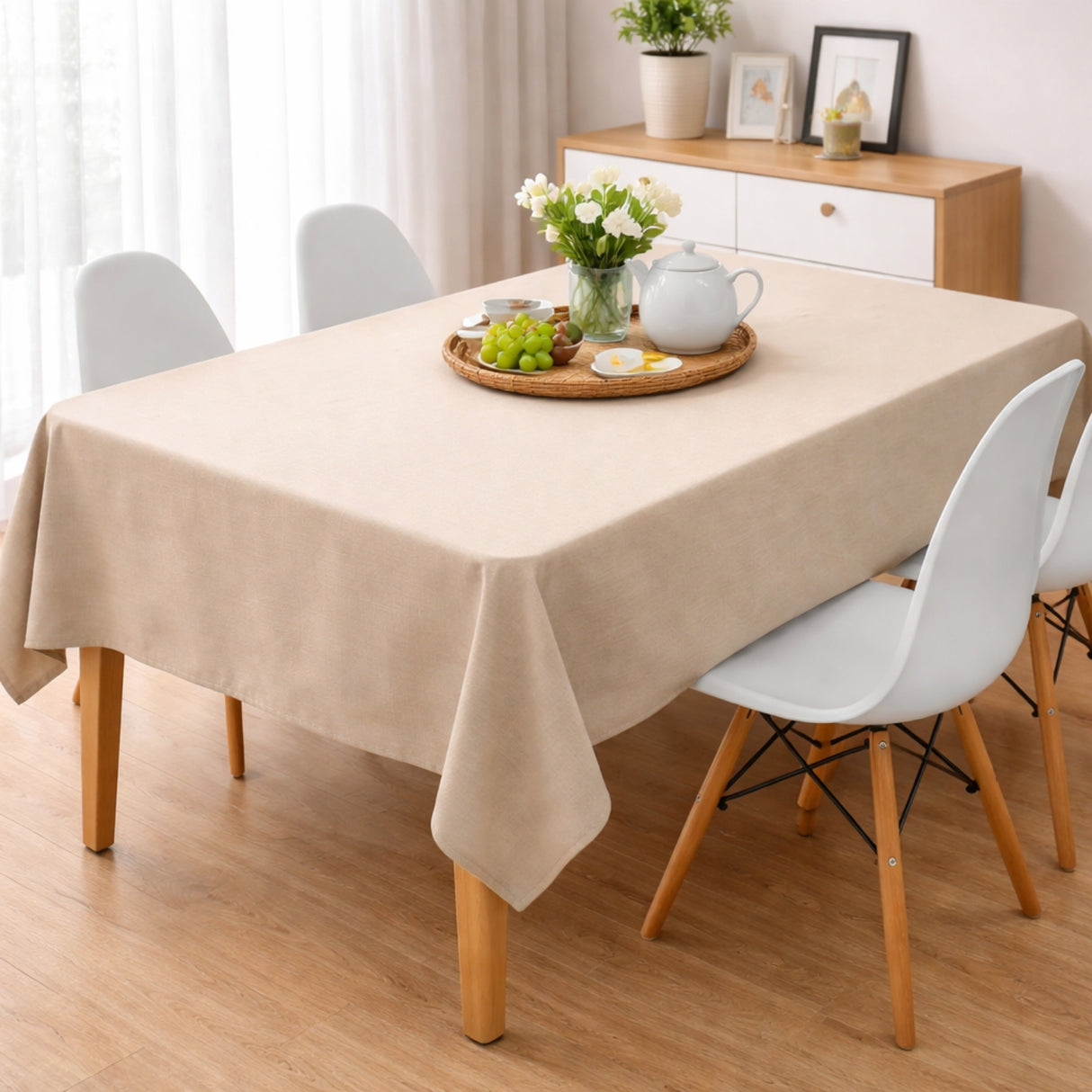 Mantel de Mesa 140x220 cm para Mesa Rectangular Beige | Disparo.cl
