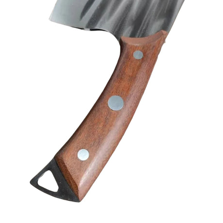 Cuchillo Carnicero Fontina Acero Relieves Madera Nogal 27cm