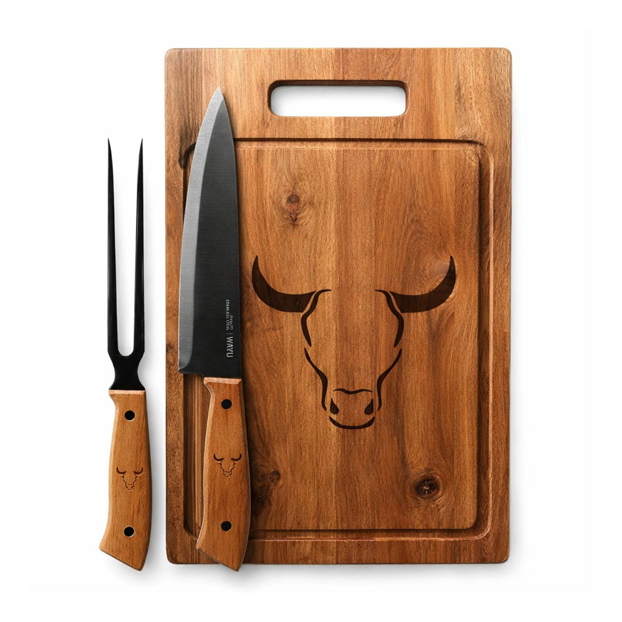 Set Parrillero Completo Tabla Cuchillo Tenedor Chimenea Delantal | Disparo.cl