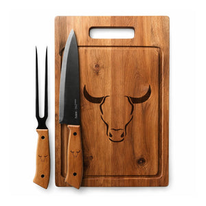 Set Parrillero Completo Tabla Cuchillo Tenedor Chimenea Delantal | Disparo.cl
