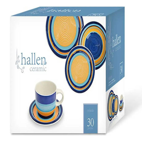 Vajilla Hallen Ceramic 30 Piezas Modelo Toledo Color Azul