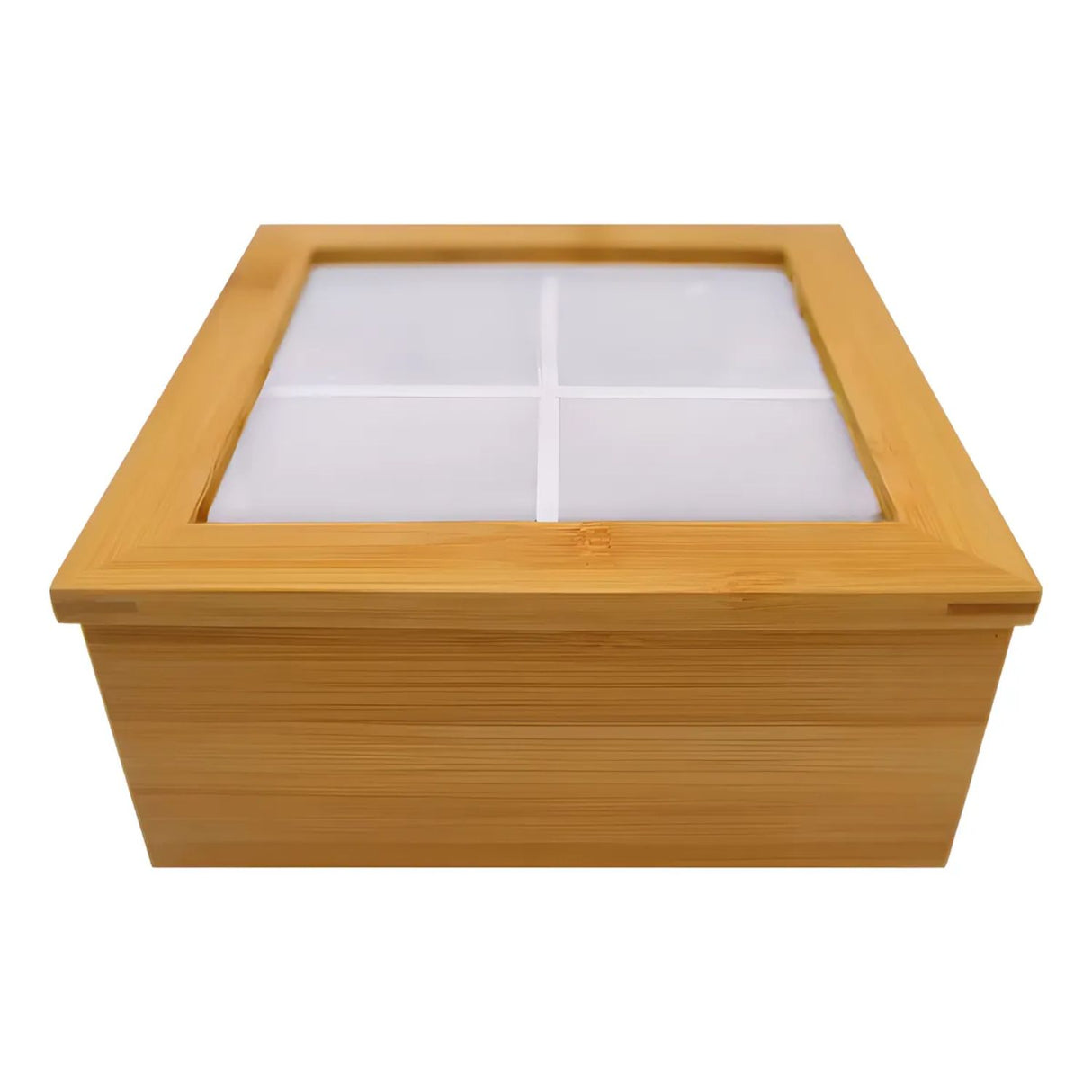 Caja Compartida Madera Sobres De Te 4 Divisiones 16x16 Cm | Disparo.cl
