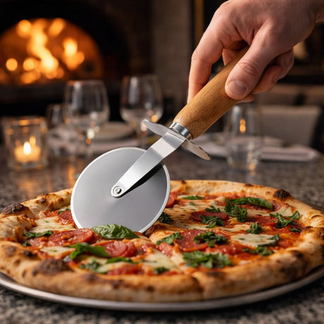 Cortador Para Pizza Rueda Masas Acero Mango Madera | Disparo.cl