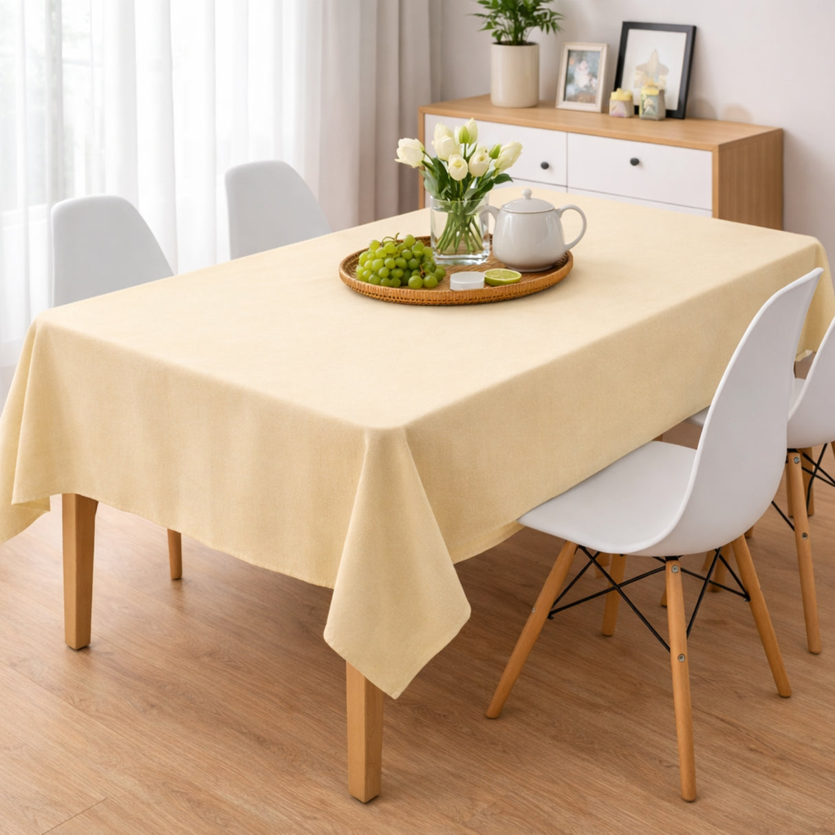 Mantel de Mesa Antimanchas 140x220 cm Rectangular Beige Claro | Disparo.cl