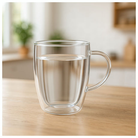 Taza Vidrio Doble Pared 450mL Transparente Té Café