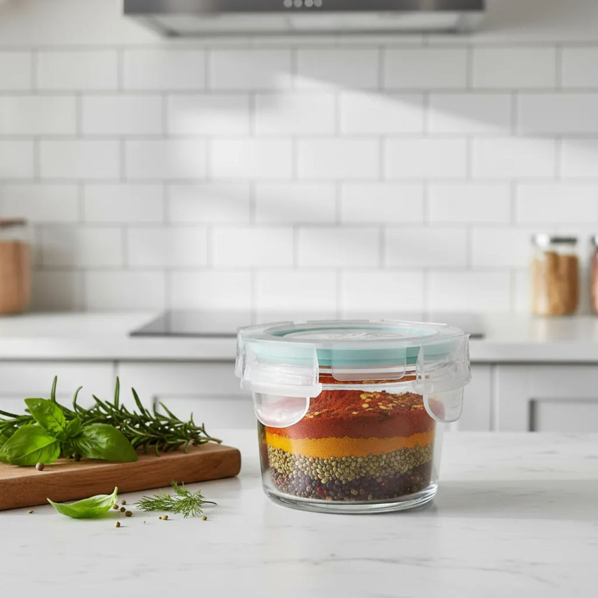 Set 10 Contenedores Hermetico Allegra Vidrio 165mL Redondo