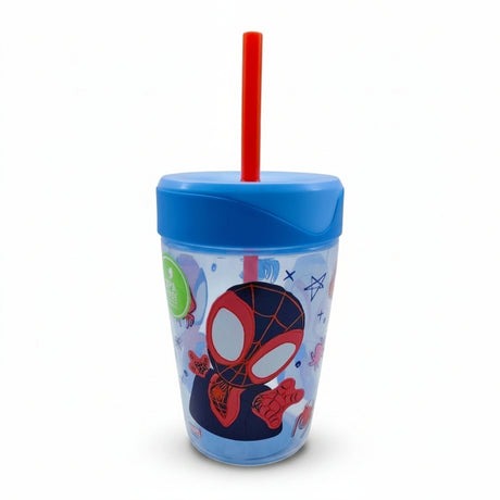 Vaso Bombilla Infantil Spiderman Marvel 520ml Libre de BPA fondo blanco