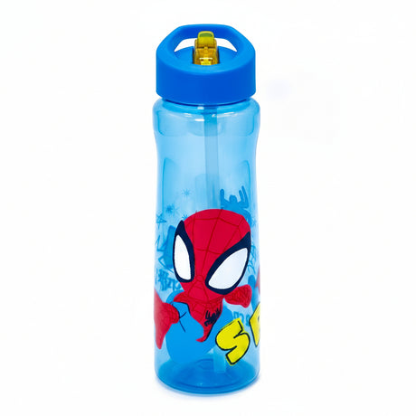 Botella Curva Infantil Spiderman Libre de BPA Bombilla fondo blanco