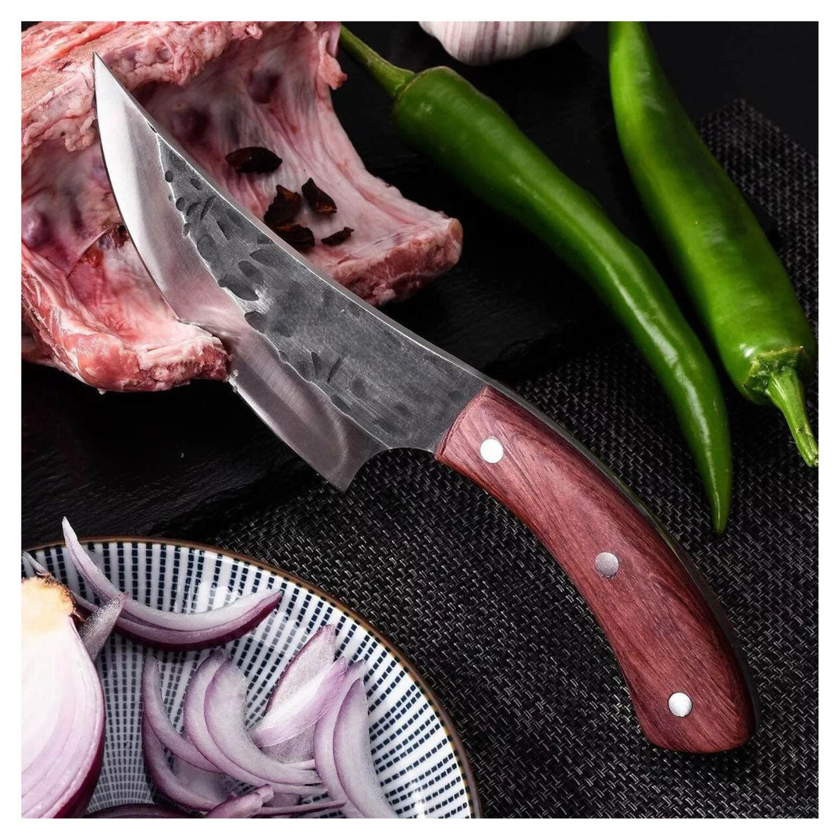 Cuchillo Carne Fontina Acero Relieves Madera Nogal 24cm Mejora tus cortes con este elegante cuchillo. ¡Haz tu pedido y transforma tu cocina hoy!-3