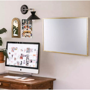 Pizarra Acrilica Blanca 60x90 Borde Madera con Soporte Pared