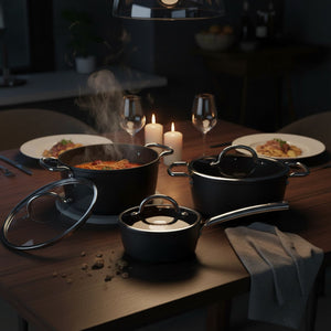 Batería Cocina 6 Piezas Aluminio Forjado Black Antiadherente Wens | Disparo.cl