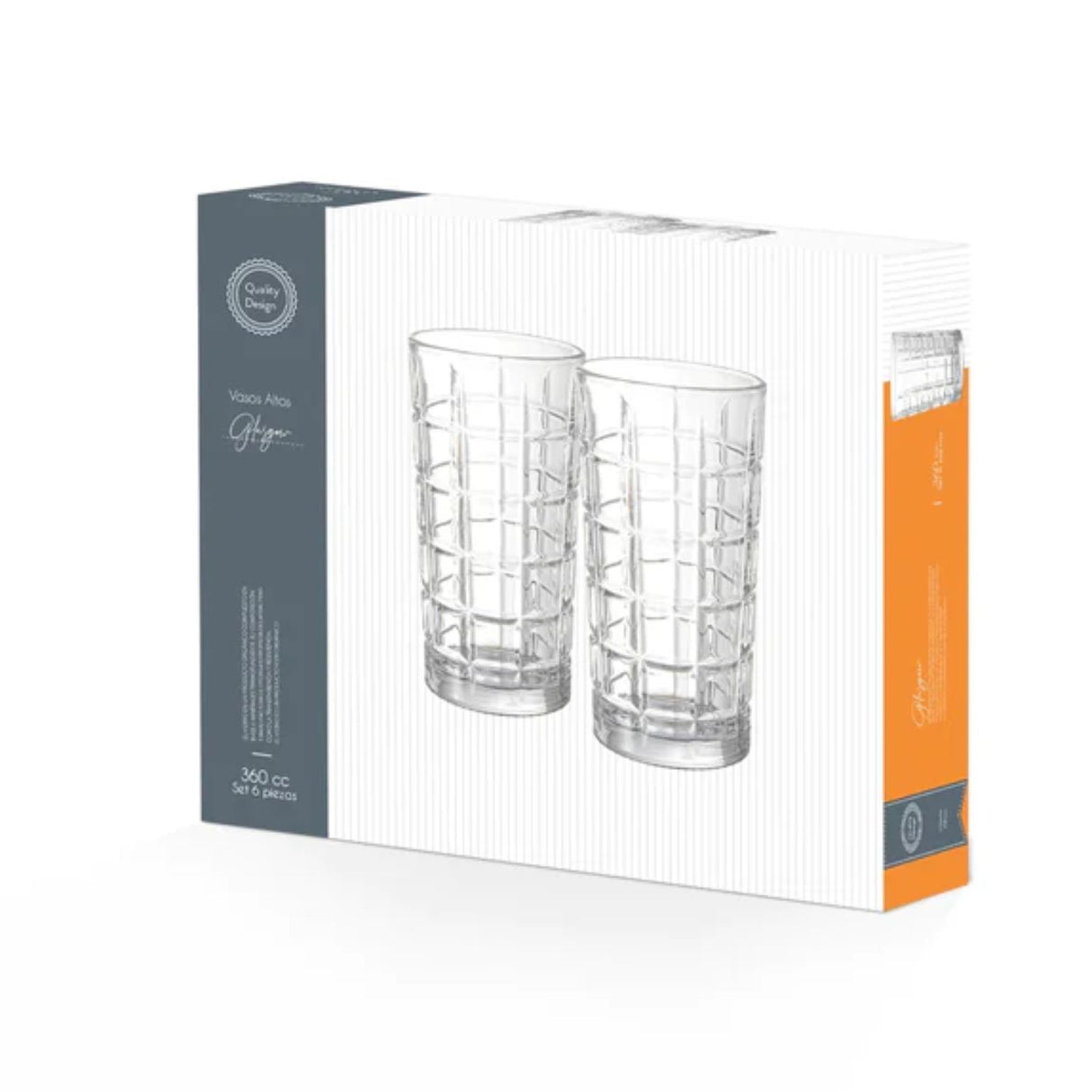 Set De 6 Vasos Altos 380Cc Modelo Glasglow Jugos Bebidas