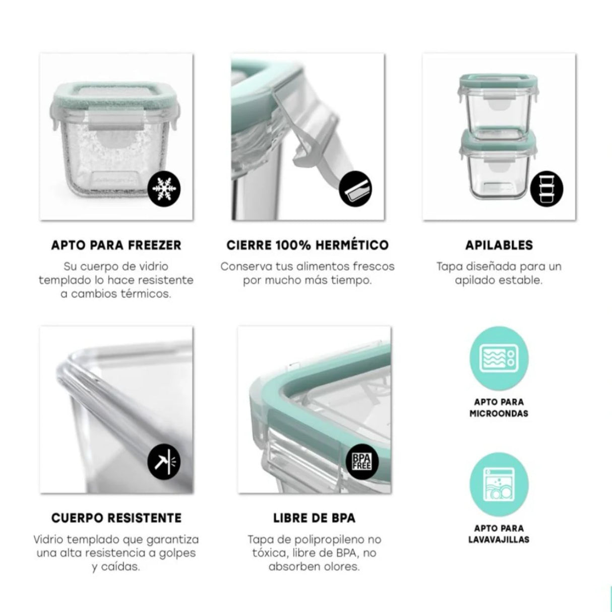 Set 3 Contenedores Hermeticos Allegra Recipiente De Vidrio